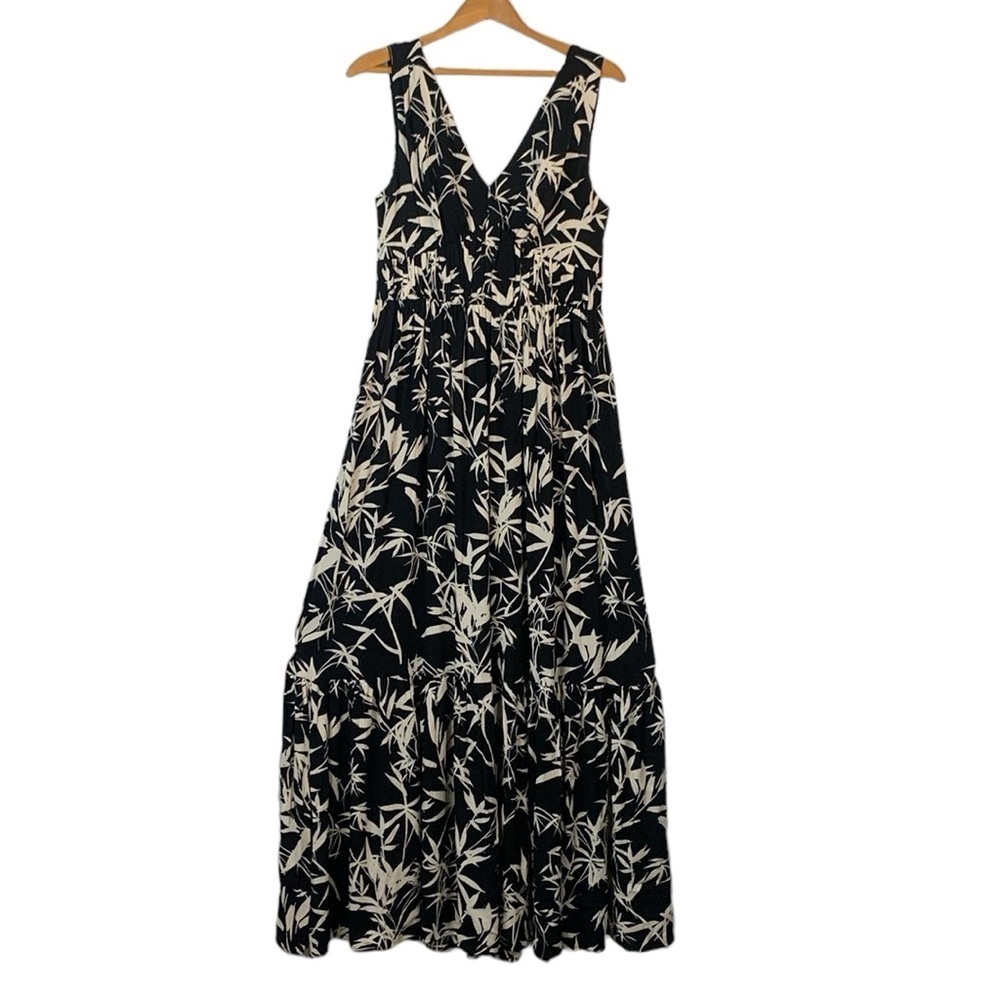 Express Black Maxi Dress with White Palm Print- NWT_-S